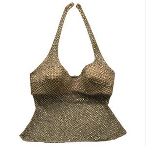 La Perla golden Mesh Halter Top